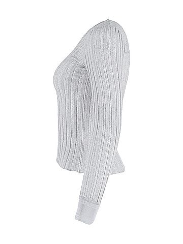 Altuzarra Altuzarra Fitted Ribbed Long Sleeve Sweater in Grey Wool (view 2)