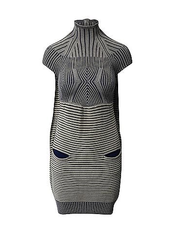 Peter Pilotto Peter Pilotto Striped High Neck Knitted Mini Dress in Multicolor Cotton (view 1)