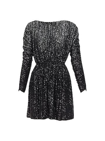 Saint Laurent Saint Laurent silver gradient sequins cropped mini bateau dress (view 1)