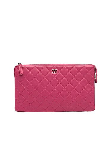 Chanel Quilted Caviar CC Enamel Double Zip Clutch (view 1)