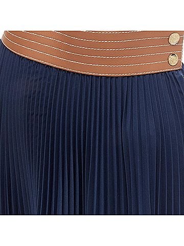 Loewe Loewe cowhide leather topstitched belt pleated skirt (view 2)