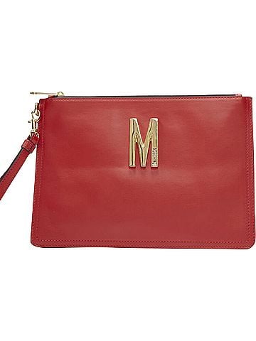 Moschino Moschino smooth leather top zip wristlet clutch bag (view 1)