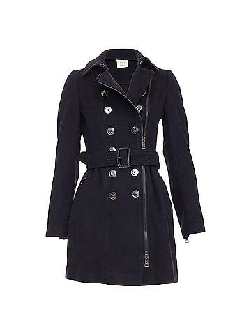 Burberry Burberry virgin wool cashmere asymmetric zip belted trench coat (view 1)