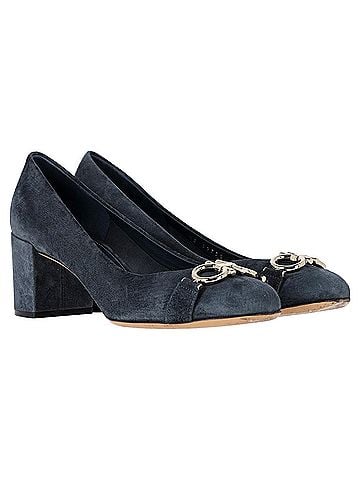 Salvatore Ferragamo Ferragamo Garda Pumps in Blue Suede (view 2)