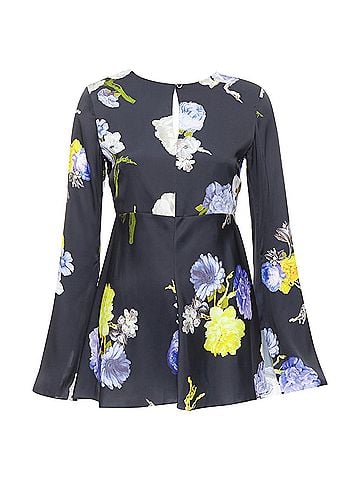Acne Acne Studios Bahari Floral Silky Flare Cut Out Top (view 1)