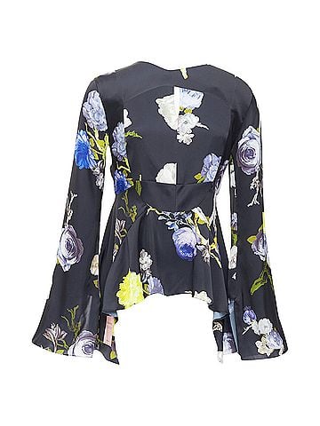 Acne Acne Studios Bahari Floral Silky Flare Cut Out Top (view 2)