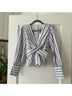 Veronica Beard Stripes Purple White Long Sleeve Blouse Size 0 - photo 10