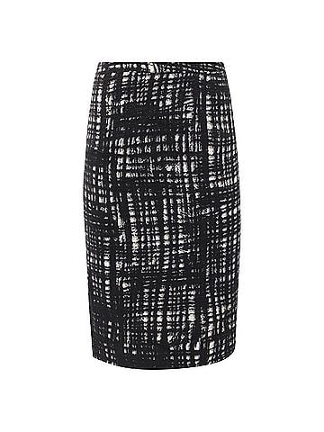 Michael Kors  Michael Kors Tweed Midi Pencil Skirt in Black Wool (view 1)