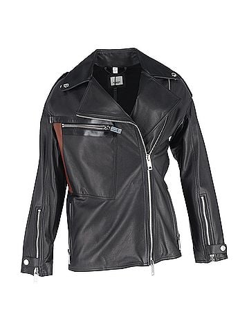 Burberry  Burberry Stonefield Pocket Detail Biker Jacket in Black Leather (view 1)