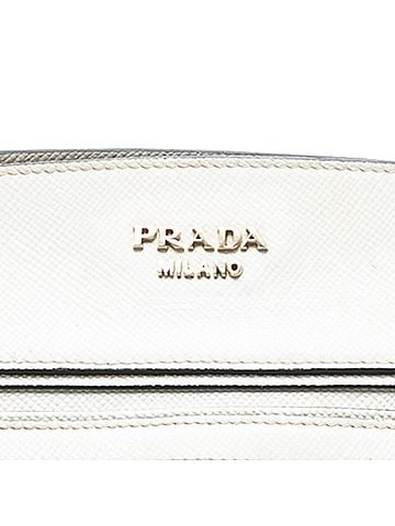 Prada Bicolor Saffiano Cuir Trimmed Canvas Satchel (view 2)