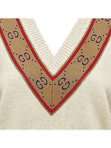 Gucci Gucci wool GG monogram V-neck varsity sweater (view 2)