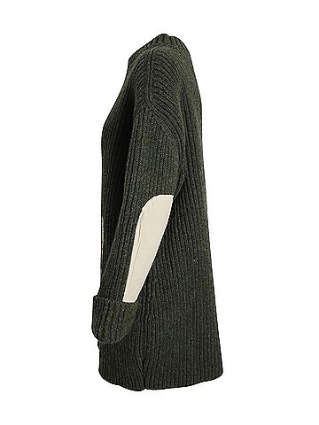 Céline Celine Contrast Pocket Chunky Sweater in Olive Wool (view 2)