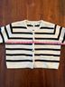 Line & Dot Stripes Black Ivory Cardigan Size M - photo 5