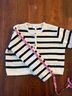 Line & Dot Stripes Black Ivory Cardigan Size M - photo 6