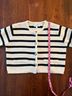 Line & Dot Stripes Black Ivory Cardigan Size M - photo 7