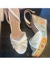 Kate Spade New York 100% Faux Leather Floral White Multi Color Wedges Size 9 - photo 3
