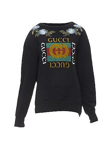 Gucci Gucci Floral Embroidered Logo Loved Studded Distressed Sweatshirt (view 1)