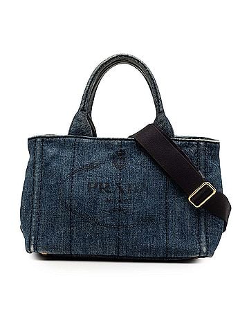 Prada Small Denim Canapa Logo Satchel (view 1)