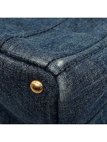 Prada Small Denim Canapa Logo Satchel (view 2)