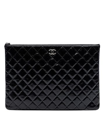 Chanel Large Quilted Patent O Case Clutch (view 1)