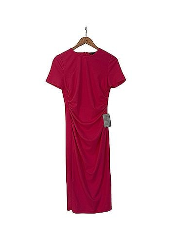 Maggy London Pink Ruched Midi Dress Casual Dress (view 1)