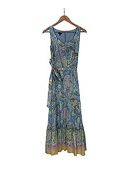 Talbots Voile Blue Paisley Midi Dress Casual Dress (view 1)