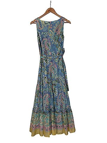 Talbots Voile Blue Paisley Midi Dress Casual Dress (view 2)