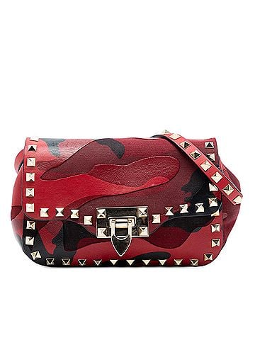 Valentino Mini Nappa and Canvas Camouflage Rockstud Flap Crossbody (view 1)