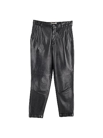 Saint Laurent Saint Laurent Pleated Trousers in Black Leather (view 1)