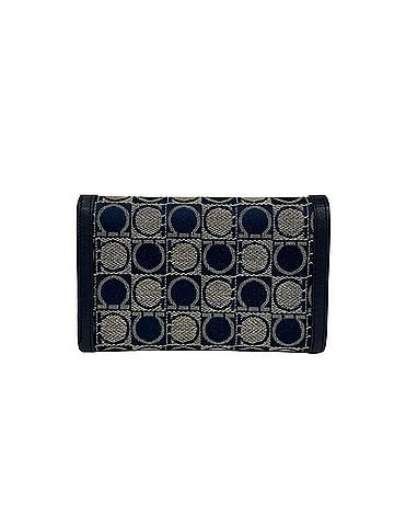 Salvatore Ferragamo Salvatore Ferragamo Gancini logo hardware pattern canvas leather trifold wallet navy 15105 (view 2)