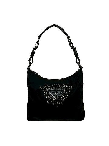 Prada PRADA Triangle Logo Perforated Stud Hardware Nylon Leather Genuine Semi Shoulder Bag Black 63472 (view 1)