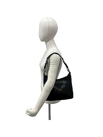 Prada PRADA Triangle Logo Perforated Stud Hardware Nylon Leather Genuine Semi Shoulder Bag Black 63472 (view 2)