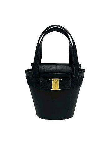 Salvatore Ferragamo Salvatore Ferragamo Vara Ribbon Leather Mini Tote Bag, Black, 82289 (view 1)