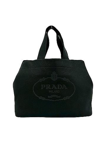 Prada PRADA Prada Triangle Logo Hardware Perforated Vitello Daino Leather Handbag Mini Tote Bag Black 77268 (view 1)