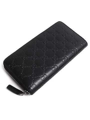 Gucci GUCCI Guccissima Signature Zip-Around Wallet, Long Round Zipper, Black, 307987, Men's & Women's (view 1)