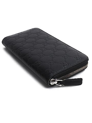 Gucci GUCCI Guccissima Signature Zip-Around Wallet, Long Round Zipper, Black, 307987, Men's & Women's (view 2)