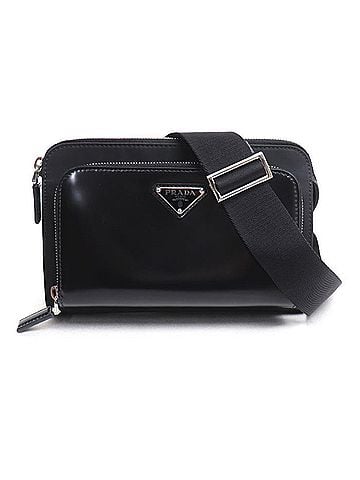 Prada PRADA Re-Nylon Saffiano Leather Shoulder Bag, Black, 2VH130, Women's (view 1)