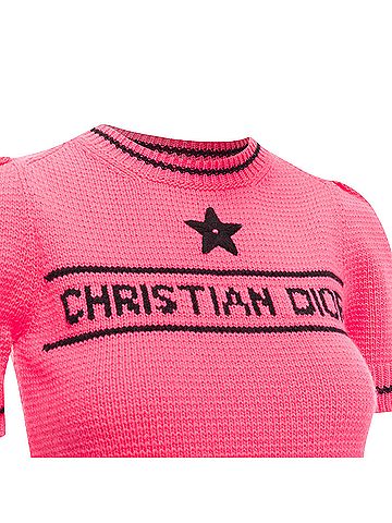Christian Dior Christian Dior Cashmere Logo Puff Sleeve Crop Sweater (view 2)