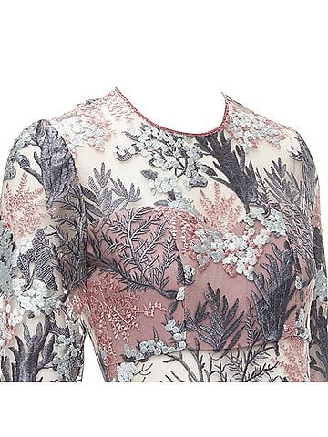 Alexis Alexis floral embroidery sheer panel gown (view 2)