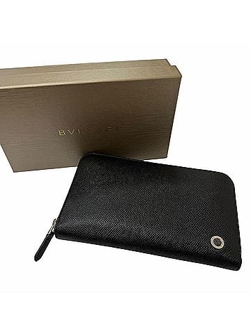 Bvlgari BVLGARI 284230 Leather Bulgari Man Round Zip Long Wallet Black Men's with Box (view 2)