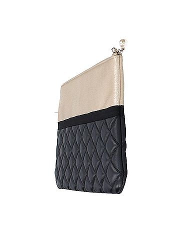 Chanel CHANEL No. 22 Matelassé Lambskin Clutch Bag with Pearl Coco Mark, Black x Champagne Gold Hardware, Women's. (view 2)