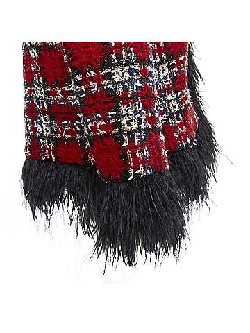 Halpern Halpern tweed feather trim cropped jacket (view 2)