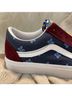 Vans 100% Suede Print Blue Red Burgundy Sneakers Size 7 1/2 - photo 12