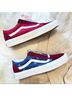 Vans 100% Suede Print Blue Red Burgundy Sneakers Size 7 1/2 - photo 6