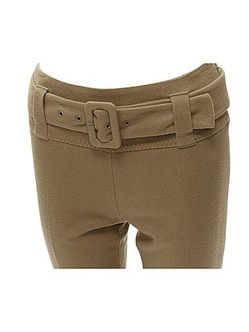Prada Prada camel tan wool buckle belt tape cropped pants (view 2)