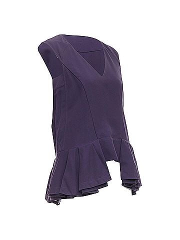 MARNI Marni cotton silk Vneck peplum hi low tunic top (view 1)