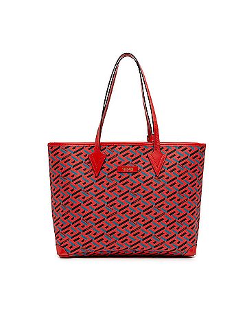 Versace Coated Canvas La Greca Tote (view 1)