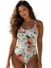 Jantzen Floral Pink White One Piece Swimsuit Size 24 - photo 1