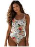 Jantzen Floral Pink White One Piece Swimsuit Size 24 - photo 2