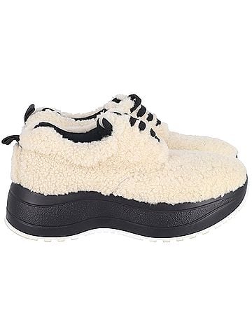 Céline Celine Delivery Shearling Platform Sneakers in Cream Wool  (view 1)